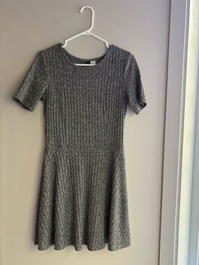 Gray Ribbed Knit Fit-and-Flare Dress from H&M